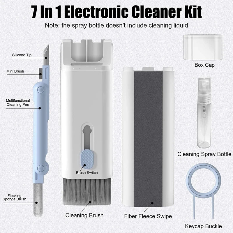 7 in 1 Computer Keyboard Cleaner Brush Kit Earphone Cleaning Pen for Headset Keyboard Cleaning Tools Cleaner Keycap Puller Kit