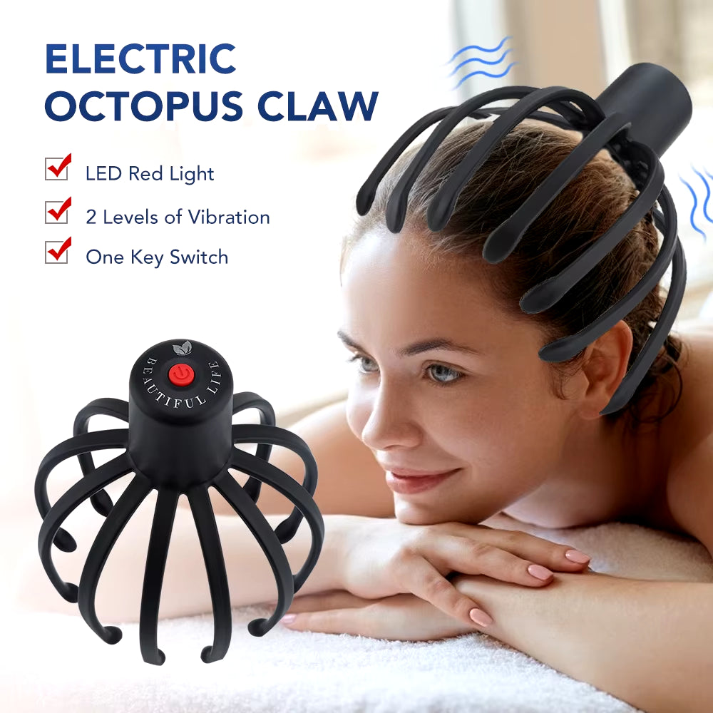 Electric Octopus Claw Scalp Massager Anti-Stress Relief Headache Stimulation Vibration Head Massager Scratcher