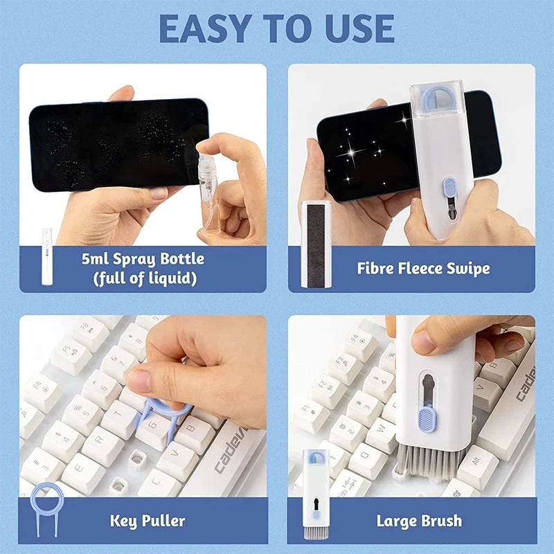 7 in 1 Computer Keyboard Cleaner Brush Kit Earphone Cleaning Pen for Headset Keyboard Cleaning Tools Cleaner Keycap Puller Kit